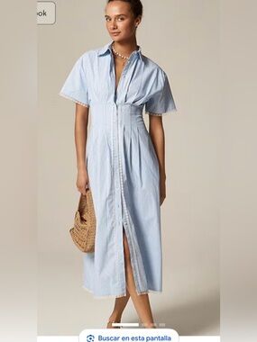 J. Crew wren lace-trim shirtdress in Striped Button-Front Maxi Dress